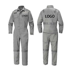 Combinaison de travail unisexe grise réfléchissante imperméable en microfibre à manches longues, uniforme industriel avec logo détecteur d'aiguilles - Product Image 1