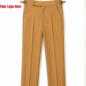 The t LAYER CO. Men's Gurkha <b>Pants</b> High Waist Solid Button Fly Formal Black Straight Fit Anti-Wrinkle Mid-weight <b>Wool</b> Blend - Product Image 2
