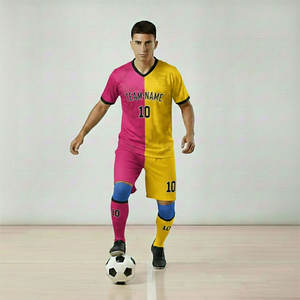 Maillot de football d'été respirant grande taille à manches courtes avec nom d'équipe personnalisé imprimé par transfert thermique, design uni, haut de sport pour équipes - Product Image 2