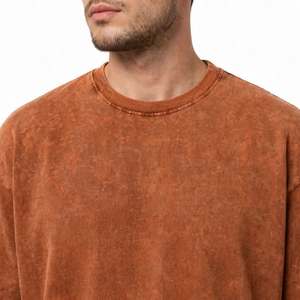 Camiseta Oversize para Hombre con Lavado Ácido, Cuello Redondo Vintage, Manga Corta, Lisa, Estilo Urbano, Personalizable - Product Image 5