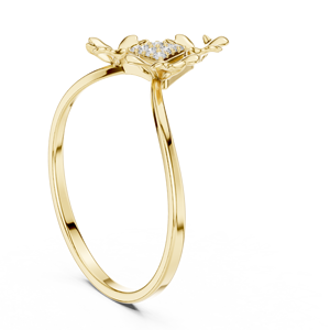Anillo triangular minimalista de oro amarillo macizo de 14k con diamante de talla redonda para mujer, para compromiso, aniversario, boda - Product Image 4