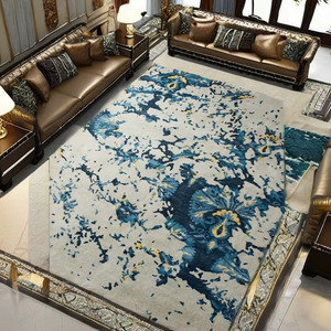 Tapis d'intérieur TANUMANU OVERSEAS moderne à motifs floraux en laine/soie, fait main, tufté à la main, avec envers en jute extra épais, poils moyens, lavable, fabriqué en Inde - Product Image 1