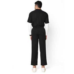 Conjunto de Uniforme Médico Unisex Negro, Cuello en V, Manga Corta, Pantalones de Uniforme, Ropa de Hospital, Traje Médico de Lona - Product Image 3