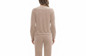 Survêtement beige respirant à capuche pour femme, manches longues, pantalon long avec poches latérales, streetwear décontracté d'hiver - Product Image 4