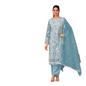 La collection de vêtements de fête et de fête modernes pakistanais sera bientôt lancée! RADHE EXPORTS Organza Soie KURTI PENT avec DUPATTA - Product Image 1