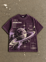 T-shirt Streetwear Col Rond Coupe Classique Personnalisable, Design Uni, Effet Délavé Vintage, Poids Lourd, Écologique, Séchage Rapide