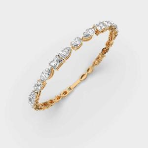 Bracelet tennis classique en moissanite, coupe brillante ronde, inspiré du diamant, plaqué or/argent, style hip-hop, bijoux de mode unisexe - Product Image 1