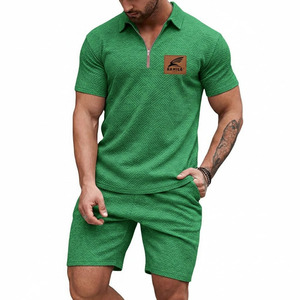 Ensemble de survêtement d'été 2 pièces pour homme : T-shirt sport à col rond et short – Confortable - Product Image 1
