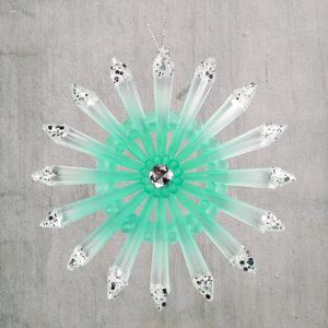 Décoration de Noël et du Nouvel An, peinture acrylique verte claire, renne à longues pattes 2D, flocon de neige éclatant, ornement de flocon de neige - Product Image 3