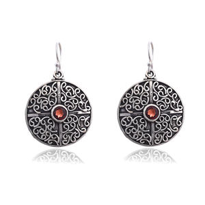 Pendientes Colgantes de Plata de Ley con Granate Silver Mountain, Estilo Lujoso y Ligero, Regalo para Mujer, Boda, Fiesta, Venta al por Mayor - Product Image 1