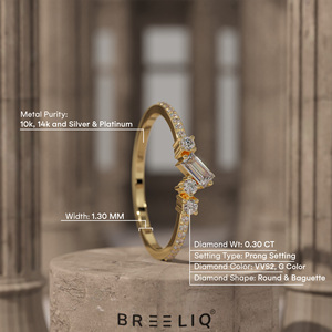 14K Gold Baguette Cut Lab Grown Diamond Ring Minimalist Multi Stone Band Elegant <b>Wedding</b> Ring for Women Fine Jewelry - Product Image 4