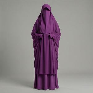 Ensemble Abaya deux pièces en jersey, grande taille, respirant, séchage rapide, vêtements islamiques modestes pour femmes, couleur personnalisée, directement de l'usine - Product Image 1