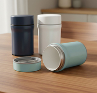 410ml/13oz BPA-vrije moderne cilindrische multifunctionele lunchbox, herbruikbare voedselcontainer met porseleinen binnenkant en roestvrijstalen deksel, makkelijk te gebruiken