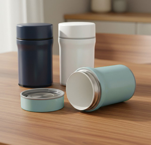 410ml/13oz BPA Free Modern Cylinder Multifunctional <b>Lunch</b> <b>Box</b> Reusable Food Container Porcelain Liner Stainless Steel Lid Easy - Product Image 1