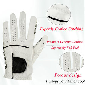 Guante de golf Vantrex Industries, cuero Cabretta blanco, mano izquierda, antideslizante, transpirable, cierre a presión, deportivo para mujer - Product Image 4