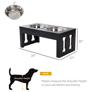 Ciotola Rialzata per Cani in Legno Nero Decorativa Moderna da 23 Pollici, Stazione di Alimentazione Resistente per Animali Domestici - Product Image 3