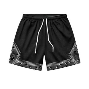 Men's Black Cotton Shorts with Camouflage Print Mid Waist Button Fly Sporty Style Breathable Front Logo - Product Image 1