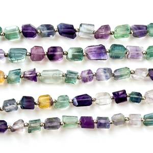 Cuentas facetadas de fluorita arcoíris Aaa, 5x7-6x8MM, cuentas de fluorita multicolor en forma de pepita, venta al por mayor de cuentas de piedras preciosas para la fabricación de joyas - Product Image 4