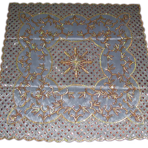 Designer Floral Handmade Embroidery Embroidery organza Table Cover Elegant Sheer <b>Tablecloth</b> Intricate for Wedding Home Use - Product Image 1