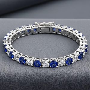 Pulsera de tenis de zafiro de plata de ley 925, piedra de nacimiento de septiembre, elegante joya de gema, regalo - Product Image 1