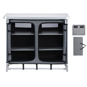 Armario de Almacenamiento Plegable para Camping, Estación de Cocina Portátil de Aluminio Ligero para Exteriores con 6 Estantes - Product Image 1