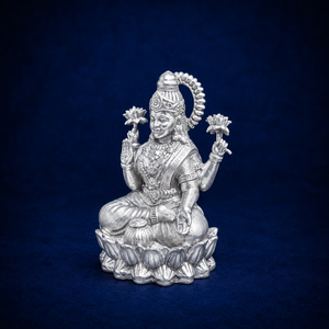 <b>Ornamental</b> Silver Plated Goddess Lakshmi Showpiece Decorative Metal Idol for Home Office Temple Interior and Sacred Display - Product Image 5