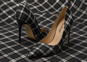 Chaussures à talons aiguilles personnalisées à motif écossais pour mariage, chaussures de soirée pour femmes, fournisseur en gros - Product Image 5