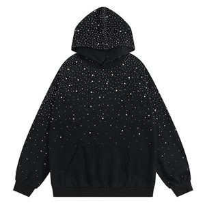 Sudadera con Capucha de Diamantes de Imitación para Hombre, Oversize, de Moda Casual, Tipo Jersey - Product Image 1