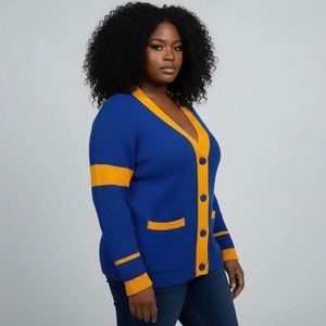 Cardigan en tricot rayé pour femme, élégant, boutonné sur le devant, à manches longues, décontracté, tendance, pull chaud superposé à ouverture frontale - Product Image 3
