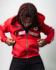 Sweat à capuche zippé épais de haute qualité, délavé effet soleil, avec broderie personnalisée et impression appliquée, style streetwear automne - Product Image 3