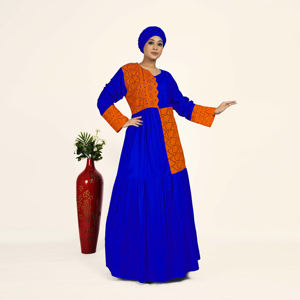 Vestido Largo Kaftan de Rayón con Parches, Bordado Chikankari Schiffli, Estilo Islámico Modesto, Estilo Árabe de Dubái, para Mujer - Product Image 2