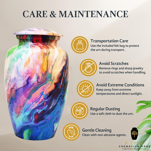 โกศหินอ่อนทำมือ ลายศิลปะนามธรรมหลากสี เป็นมิตรกับสิ่งแวดล้อม ทนทาน สำหรับบรรจุอัฐิของผู้ใหญ่ ขนาด 220 คิวบิกอินช์ สไตล์ยุโรป - Product Image 6