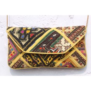 Rajasthani Embroidered Clutch Banjara Casual Fashion Open Closure <b>Chains</b> Patchwork <b>Mirror</b> Work Clutch Purse for Great Price - Product Image 2