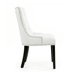 Hospitality Seating Teak Wood PU Leather Upholstered Frame Imperial Modern Living Accent Dining <b>Chair</b> <b>Padded</b> Back for Hotels - Product Image 1