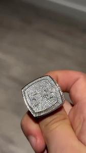 Iced Out <b>Ring</b> 925 Sterling <b>Silver</b> VVS Moissanite Diamond Luxury Hip Hop Bling Pave Statement <b>Men</b> Women <b>Ring</b> - Product Image 2