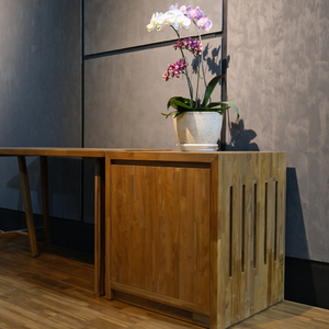 Solid Wood <b>Trestle</b>-Style <b>Desk</b> (A-Frame) with Mobile Pedestal Cabinet Durable & Eco-Friendly Modern Indoor Design - Product Image 3