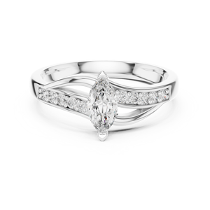 CLASSIC LAB GROWN MARQUISE CUT DIAMOND <b>RING</b> <b>SET</b> 18KT WHITE <b>GOLD</b> RHODIUM PLATED MINIMALIST ENGAGEMENT PARTY WEDDING DAILY USE for - Product Image 1