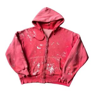 Ropa de calle con logotipo personalizado de gran tamaño térmico Vintage ácido lavado desgastado Waffle nuevo estilo cremallera sudaderas con capucha para hombres 100% algodón térmico - Product Image 5