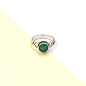 Handmade Apatite <b>Ring</b> – Round Checker Cut Gemstone <b>Ring</b>, Silver Plated <b>Statement</b> <b>Ring</b>, Nickel Free Brass Minimalist Boho Jewelry - Product Image 5