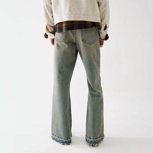 Custom Flared Denim <b>Jeans</b> Straight Wide Leg Dirty Wash <b>Jeans</b> Plus Size Distressed Loose Reasonable Price OEM Baggy <b>Jeans</b> for <b>Men</b> - Product Image 3