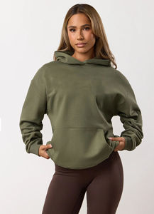 Conjunto Deportivo de 2 Piezas para Mujer, Color Caqui Cálido, Estilo Casual, con Sudadera y Pantalones de Felpa, Transpirable y Ecológico - Product Image 3