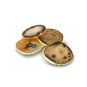 Posavasos de ágata amarilla de alta calidad en oferta, posavasos redondo de piedra de cristal para bebidas de mesa con soporte para café para el hogar - Product Image 4
