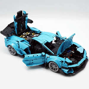 1:8 Super Sports Car <b>Building</b> Block Set 3601PCS Technical Racing Car <b>Model</b> Compatible With Lego Bricks Blue Hypercar - Product Image 4