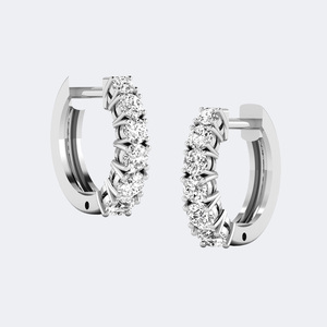 Pendientes de aro tipo huggie con diamantes de corte redondo de 2.00 quilates y engaste de puntas compartidas - Product Image 5