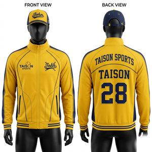 Veste d'entraînement de softball en polyester 280 GSM de qualité supérieure, jaune et marine, avec broderie et logo personnalisé en twill. - Product Image 1