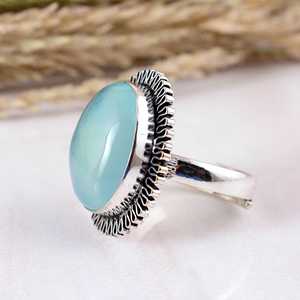 แหวนเงินแท้ 925 ประดับพลอยอะควาคาลซีโดนี งานแฮนด์เมดสไตล์วินเทจ โบโฮ ลายฟิลิกรีรูปนก เครื่องประดับอัญมณีสำหรับทุกเพศ เหมาะสำหรับงานแต่งงาน - Product Image 3