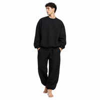 Combinaison en polaire pour homme à taille élastique, coupe ample, manches longues, en tissu polaire doux, chaude et idéale pour l'extérieur