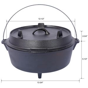Olla de hierro fundido precurada de 5L con esmalte para camping al aire libre, olla profunda para cocinar en chimenea, barbacoa, hornear y fogatas - Product Image 3