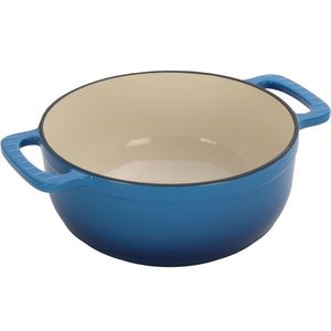Ensemble de casseroles en fonte émaillée bleu dégradé 7,5 QT avec deux gants en silicone, pour soupes et bouillons - Product Image 2