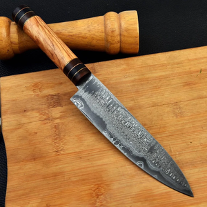 Couteau de chef Gyuto en acier Damas forgé à la main de qualité supérieure, manche en bois, ambidextre, passe au lave-vaisselle, couteau de cuisine ultra-affûté - Product Image 2